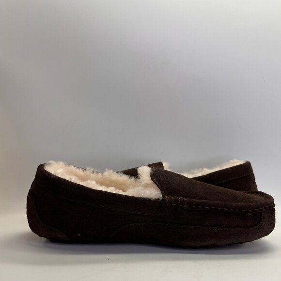 Fireside by Dearfoams Melbourne Genuine Shearling MocSlippers Sz 10 Coffee Brown - Picture 6 of 15
